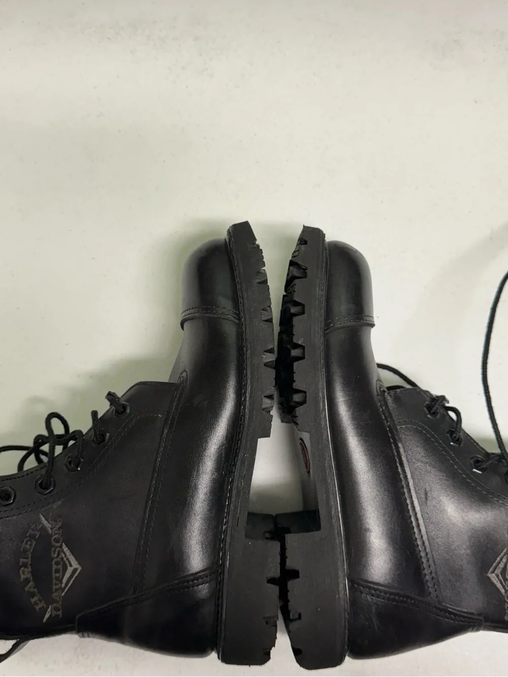 Harley-Davidson Black Leather Lace-Up Motorcycle Boots